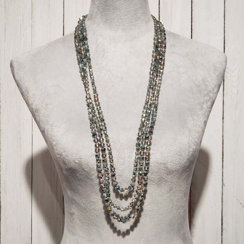 Beaded Necklace Layered Multi Strand Glam Statement Boho Retro Multicolor Fairy
